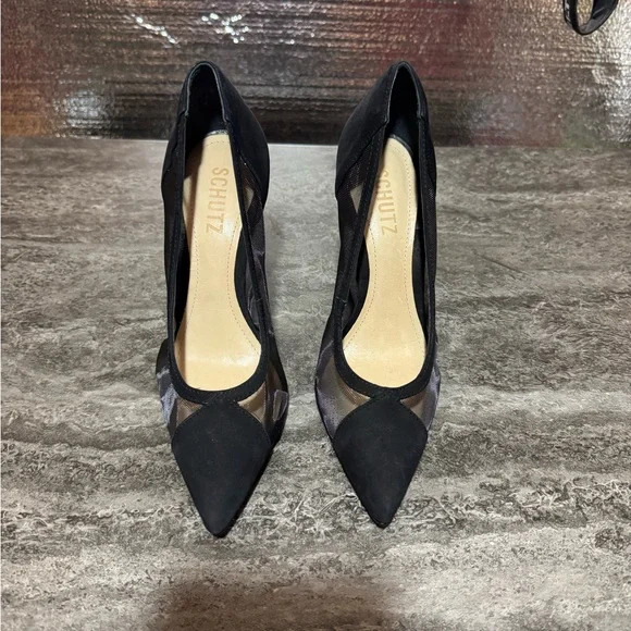 SCHUTZ Myrine Nubuck Pump In Black. Size 6B - Picture 2 of 8